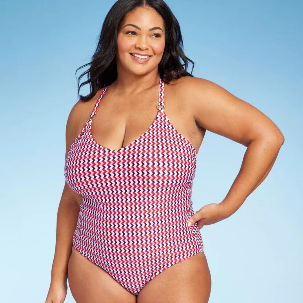 Kona Sol Red and White Geometric One Piece